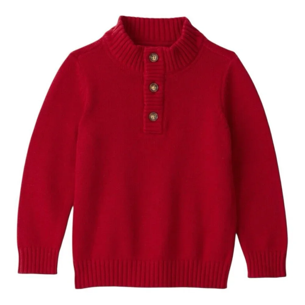 Carter’s Toddler Red Cotton Sweater Size 3T Buttons Crew Neck Holiday Winter